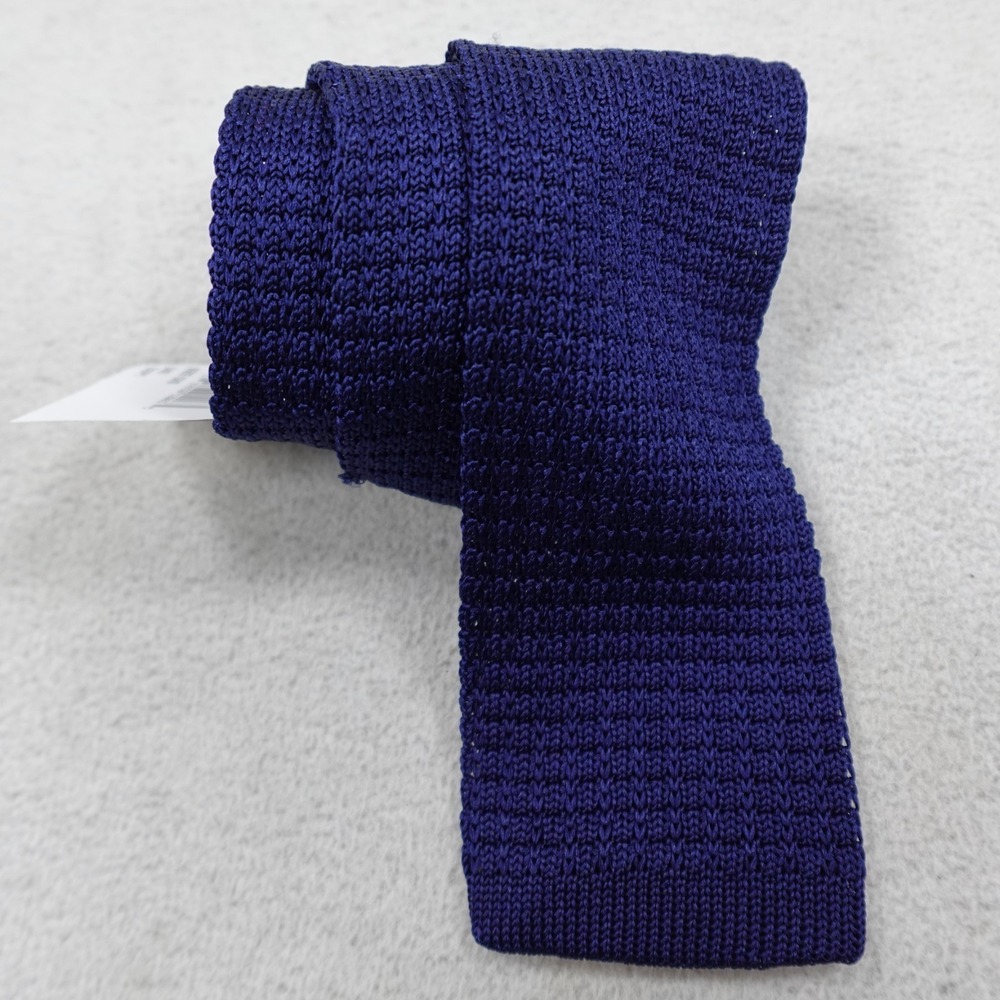 The Tie Bar Tie Blue Square Knit Mens Necktie 100% Silk Designer Preppy NWT